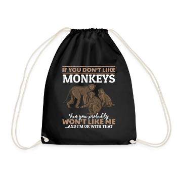 Orangutan Monkey Lover - Chimpanzee Orangutan Monk - Drawstring Bag - black - Front