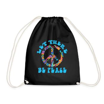 Peace sign love freedom peace hippie and - Drawstring Bag - black - Front