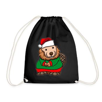 Biber Weihnachtsmann - Turnbeutel - Schwarz - Vorne