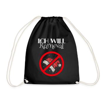 Karneval Konfetti Anti Nikolaus Weihnachtsmuffel - Turnbeutel - Schwarz - Vorne