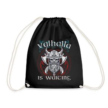 Viking Valhalla is waiting Nordmann warrior - Drawstring Bag - black - Front