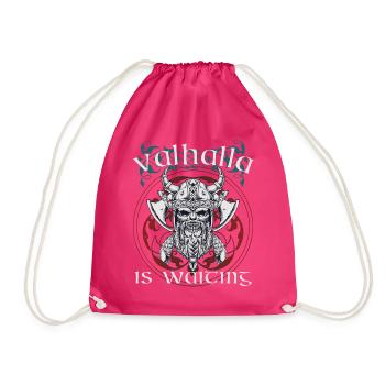 Viking Valhalla is waiting Nordmann warrior - Drawstring Bag - fuchsia - Front