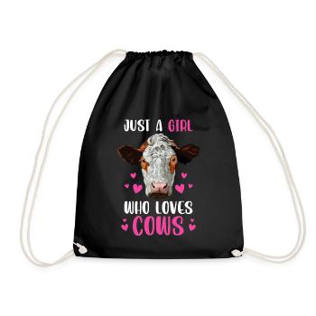 Just A Girl Who Loves Cows - Turnbeutel - Schwarz - Vorne
