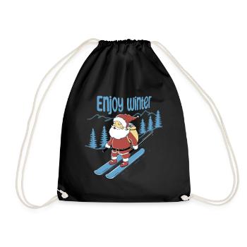Santa Claus Enjoy Winter - Drawstring Bag - black - Front