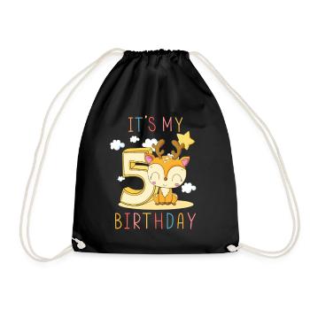 Enfants Anniversaire Garçons Filles 5 ans Fawn - Sac de sport léger - noir - Devant
