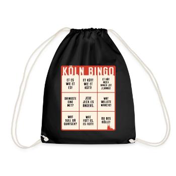 Köln Bingo Kölsch Et Kütt Alaaf Kölner Karneval - Turnbeutel - Schwarz - Vorne
