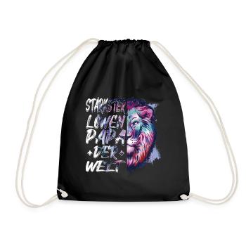 Lion | Vintage | Gift | Best dad in the world - Drawstring Bag - black - Front