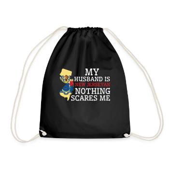 Nothing Scares Me New Jerseyan Husband New Jersey - Drawstring Bag - black - Front