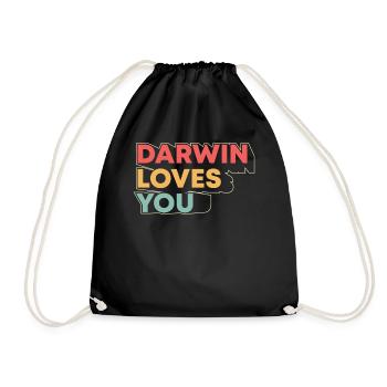 Darwin Loves You Funny Atheist Versus Science For - Drawstring Bag - black - Front