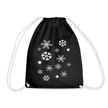 Snowflakes - Drawstring Bag - black - Front