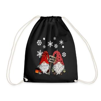 Gnom Weihnachts Wichtel mit Schneeflocken - Turnbeutel - Schwarz - Vorne