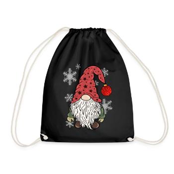 Vintage Gnom Weihnachts Wichtel - Turnbeutel - Schwarz - Vorne