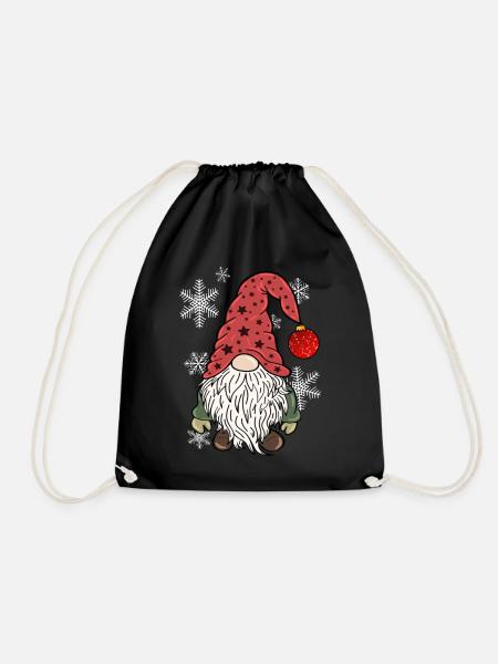 Vintage Gnom Weihnachts Wichtel - Turnbeutel - Schwarz