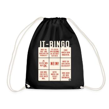 IT Support Bingo Service Desk IT Helpdesk Sysadmin - Turnbeutel - Schwarz - Vorne