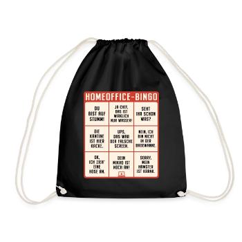 Homeoffice Bingo Büro Heimarbeit Home Office - Turnbeutel - Schwarz - Vorne