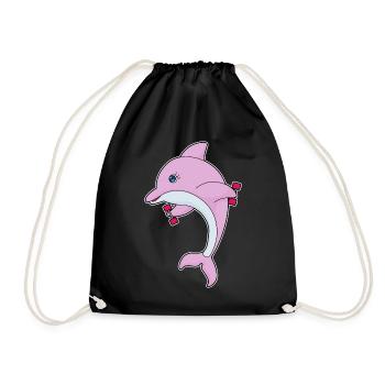 Dolphin Bodybuilder Dumbbells Bodybuilding - Drawstring Bag - black - Front