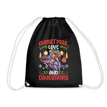 Dino Boy Boy Children Christmas Love Dinosaurs - Drawstring Bag - black - Front