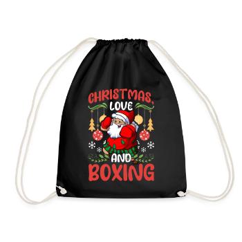 Christmas Love Boxing Boxer Christmas Gift - Drawstring Bag - black - Front