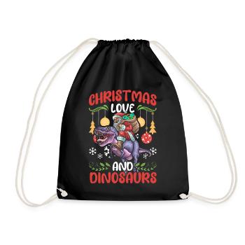 Dino Boy Boy Children Christmas Love Dinosaurs - Drawstring Bag - black - Front