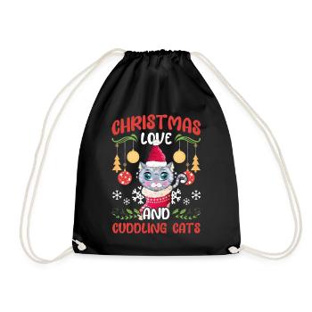 Câlin animal amour Noël, amour chats - Sac de sport léger - noir - Devant