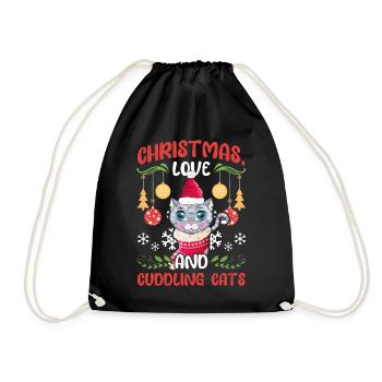 Câlin animal amour Noël, amour chats - Sac de sport léger - noir - Devant