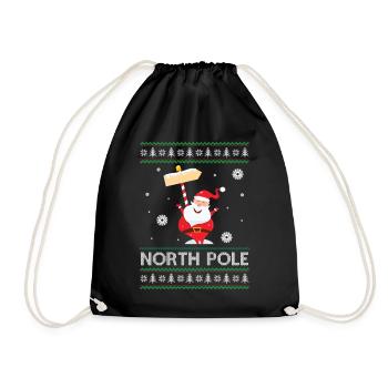 Pole Dancing Santa Claus Pun Joke - North Pole - Drawstring Bag - black - Front