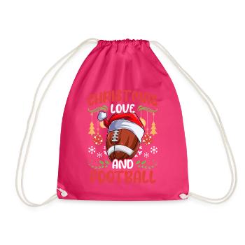 College Football Player Team Christmas Love - Drawstring Bag - fuchsia - Front