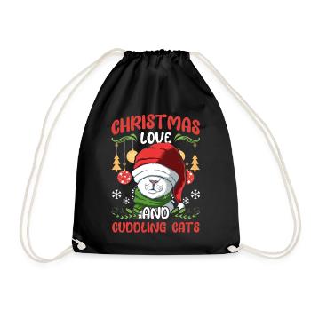 Câlin animal amour Noël, amour chats - Sac de sport léger - noir - Devant