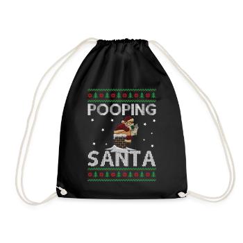 Caca Père Noël dans la cheminée - Noël moche - Sac de sport léger - noir - Devant