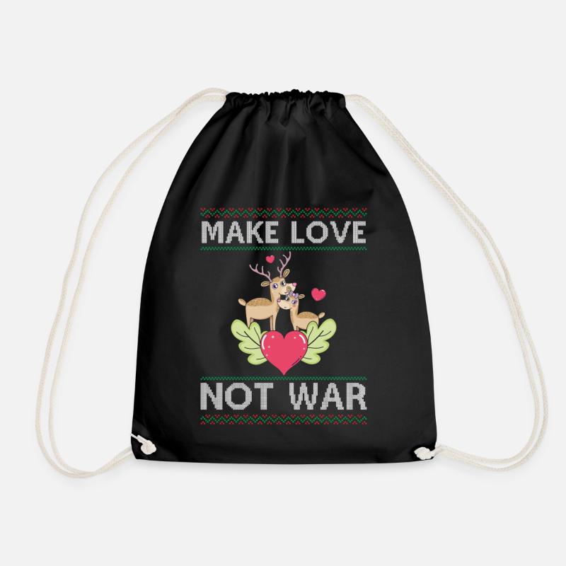 Deer Couple Reindeer - Make Love Not War - Ugly Ch - Turnbeutel - Schwarz