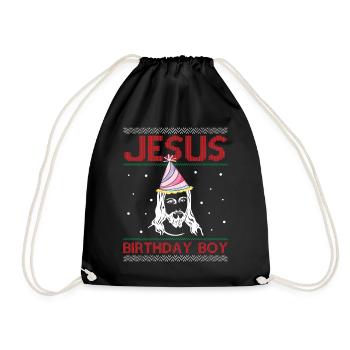 Jesus Birthday Boy - Ugly Christmas - Drawstring Bag - black - Front