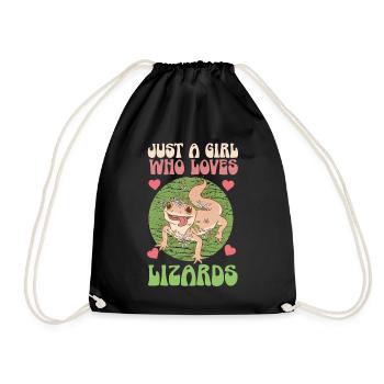 Just A Girl Who Loves Lizard's Lizard Reptiles - Drawstring Bag - black - Front
