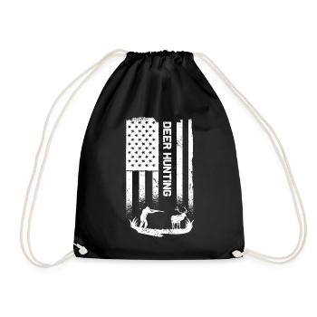 Deer Hunting Hunting Hunting American Flag July 4 - Drawstring Bag - black - Front