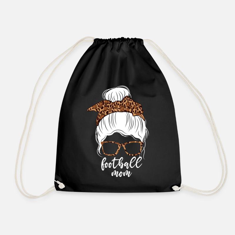 Football Mom Messy Bun Leopard Mama - Turnbeutel - Schwarz