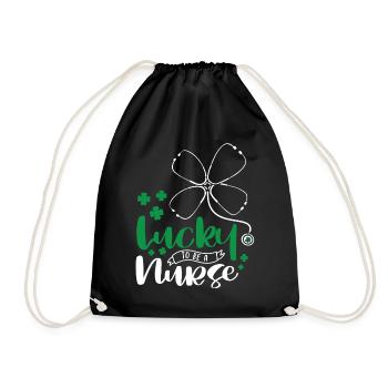 Lucky To Be A Nurse - Drawstring Bag - black - Front