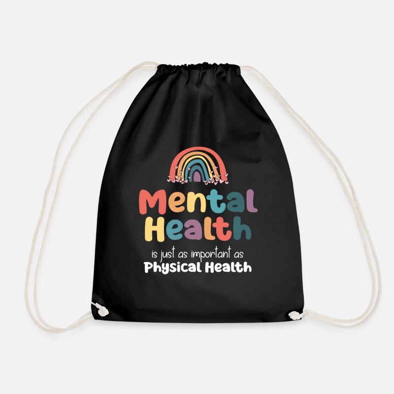 Mental Health Regenbogen - Turnbeutel - Schwarz
