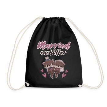 Married Eachotter - Drawstring Bag - black - Front