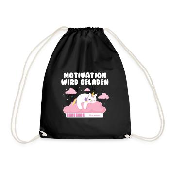Motivation is loading unicorn baby - Drawstring Bag - black - Front
