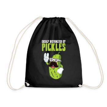 Easily Distracted By Pickles - Drawstring Bag - black - Front