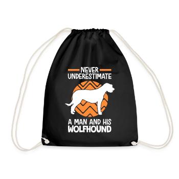 Woman with Irish Wolfhound Irish Wolfhound - Drawstring Bag - black - Front