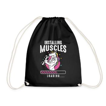Installing Muscles Loading Workout Gym Unicorn - Turnbeutel - Schwarz - Vorne