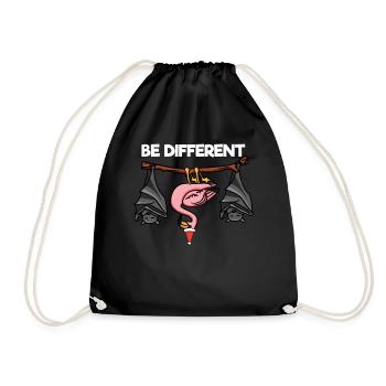 Be Different Flamingo Bat Santa Claus - Drawstring Bag - black - Front