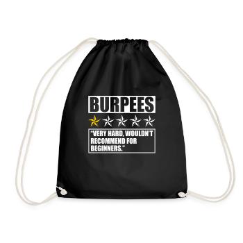 Burpee Review 1 Star Design for Aerobic Workout - Drawstring Bag - black - Front