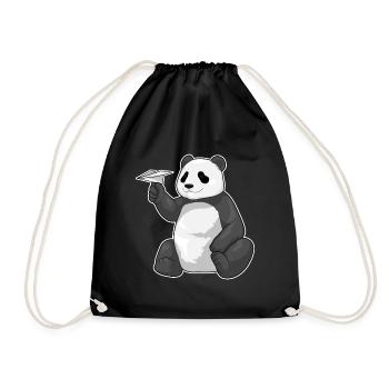 Panda Paper Plane - Drawstring Bag - black - Front