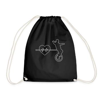 Unicycle heartbeat - Drawstring Bag - black - Front