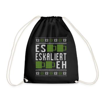 Es eskaliert eh Ugly Christmas Sweater - Flamingo - Turnbeutel - Schwarz - Vorne