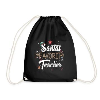 Santas Lieblingslehrer zur Weihnachtszeit - Turnbeutel - Schwarz - Vorne