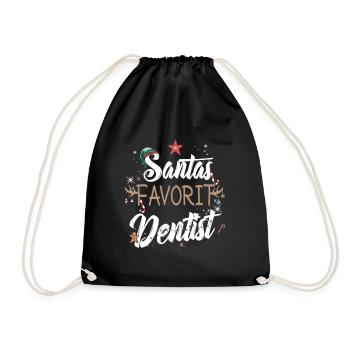 Santas Lieblingszahnarzt zur Weihnachtszeit - Turnbeutel - Schwarz - Vorne
