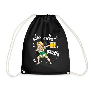 Dabbing Kellnerin Dirndl Bedienung Schunkelmusik - Turnbeutel - Schwarz - Vorne