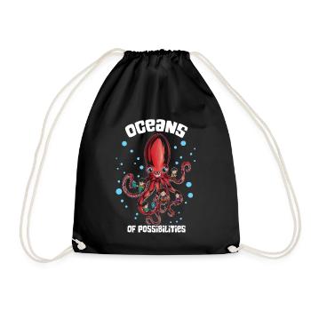 Octopus 8 armig read ocean full of possibilities - Drawstring Bag - black - Front